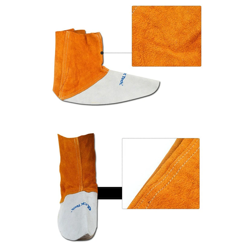 CK Tech. Welding Leather Shoes Cover Flame Resistant Anti-Heat Wear Resistant Workplace Welder's Foots Cowhide Protective Cover