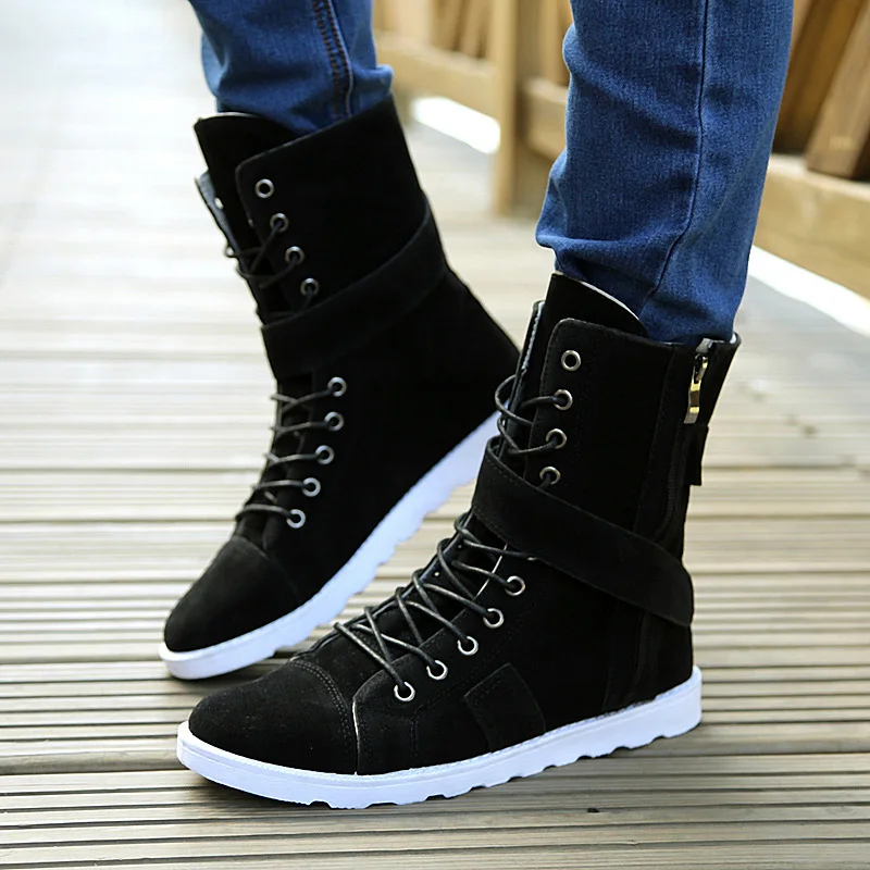 2019 г. Весенние Новые мужские ботинки модные высокие сапоги бархатные теплые