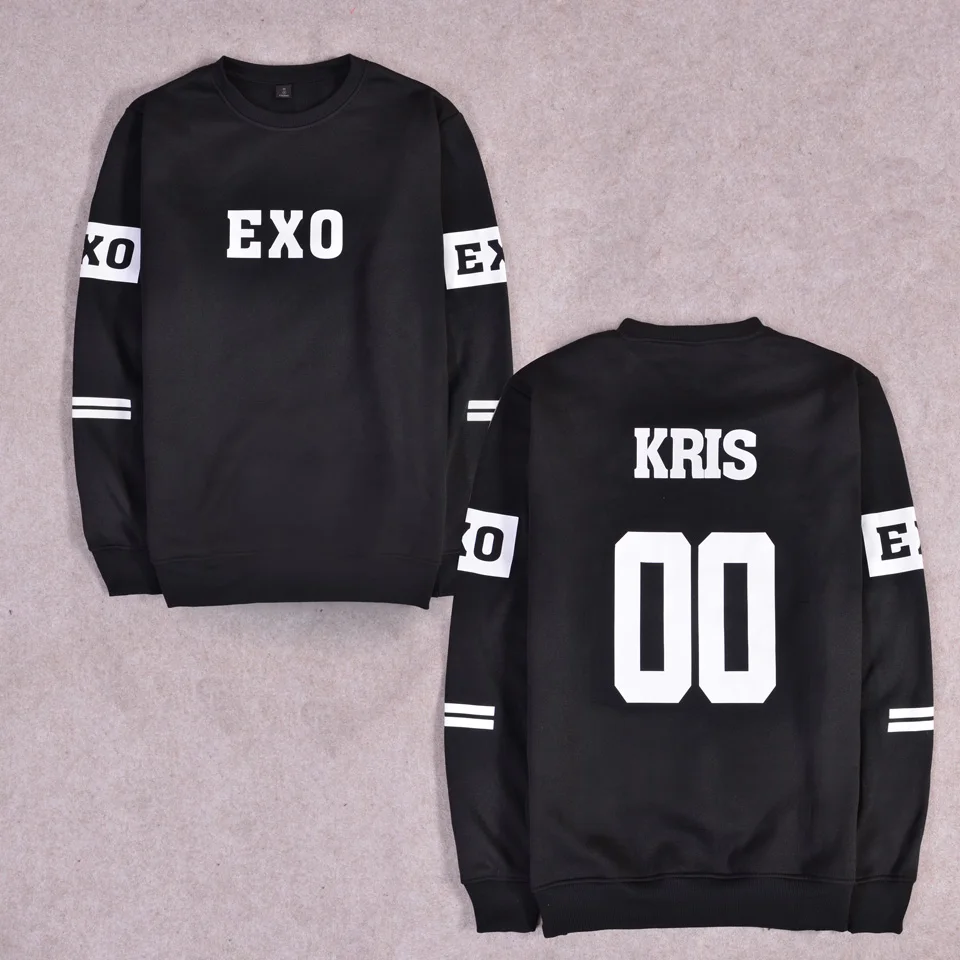 2018 Новый Kpop EXO женский кофта с капюшоном Толстовка Suho Sehun Luhan черный осенний
