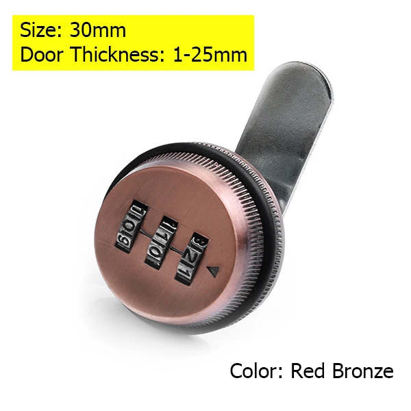 Red Bronze 30mm KAK кодовый замок с паролем для почтового ящика, черный, серебристый, цинковый сплав, безопасность, домашний замок для шкафа, дверной замок, фурнитура - Цвет: Red Bronze 30mm