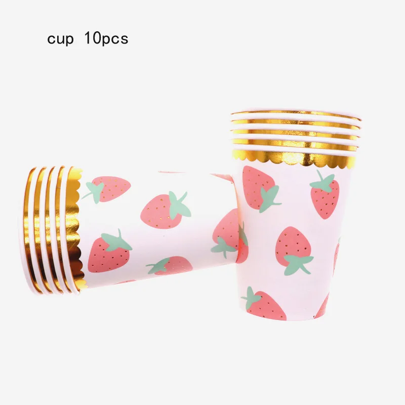 45pcs Strawberry Theme Party Supplies Plate Cup Straw for kids birthday Decoration Wedding Baby Shower | Дом и сад