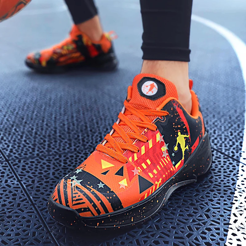 Флуоресцентные мужские баскетбольные кроссовки нескользящая спортивная обувь