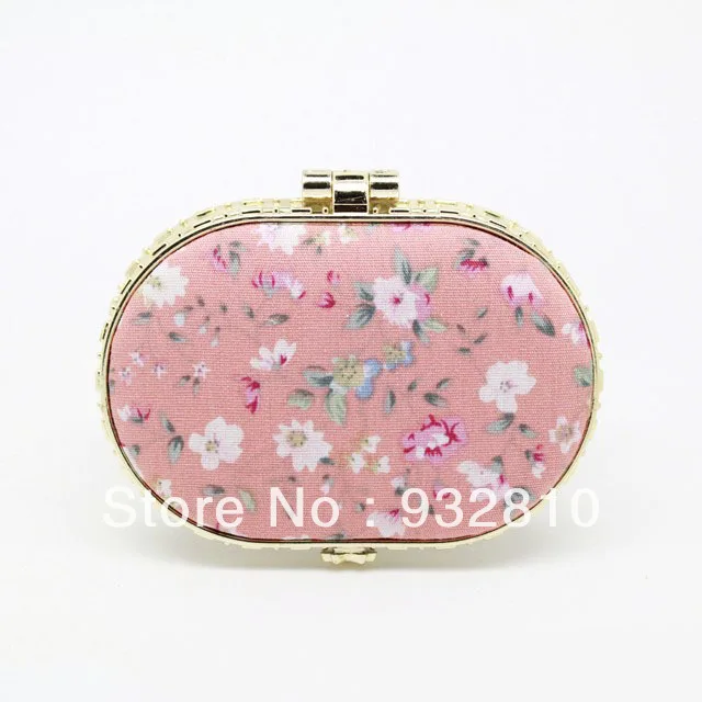 Классическое овальное мини-зеркало для макияжа с цветочным узором 75*60*11 мм