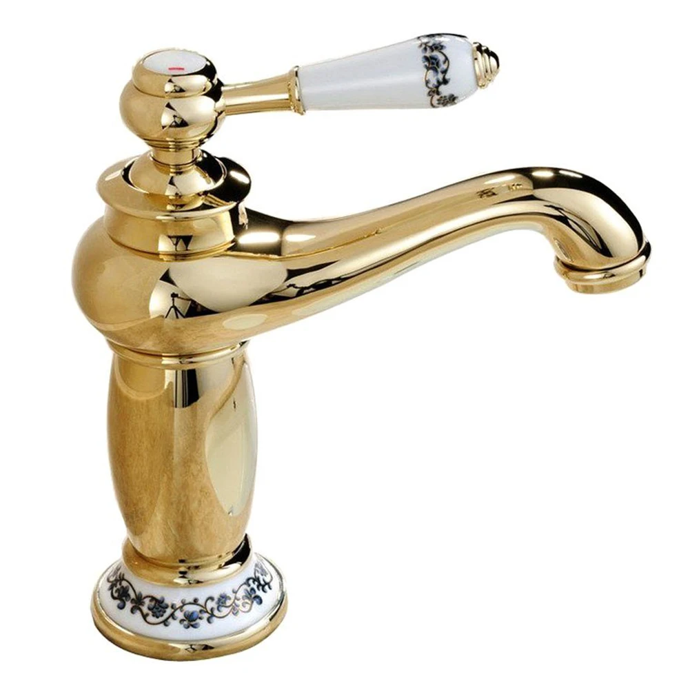 All copper ceramics Single Handle hole kitchen Washing basin chrome Faucet(Gold) | Обустройство дома