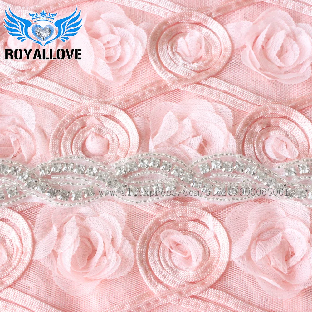 RoyalLove 1 ярд ручной работы пришить Свадебный пояс-кушак чистое серебро Кристалл Rhinestone Аппликации отделка для ремня Свадебные платья аксессуар