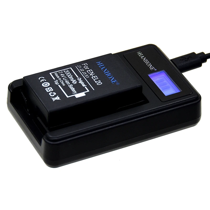 Аккумуляторы для фотоаппаратов 2000 мАч 2 шт. + зарядное устройство цифровых Nikon EN-EL20