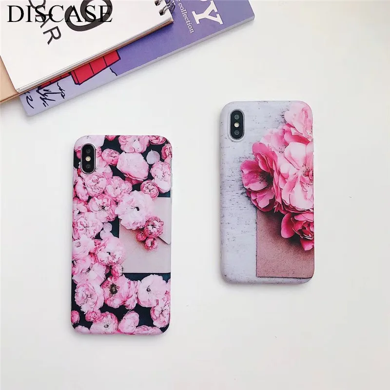 DISCASE IMD Vintage Camellia Phone Case For iphone X XR XS MAX 8 7 6plus 3D Scrub Lanyard TPU All Inclusive Coque | Мобильные