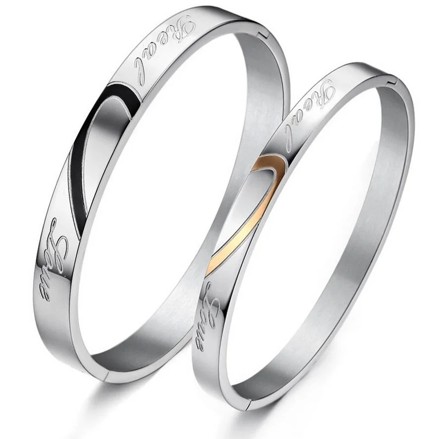 Розница романтические Парные браслеты влюбленных унисекс ювелирные изделия из