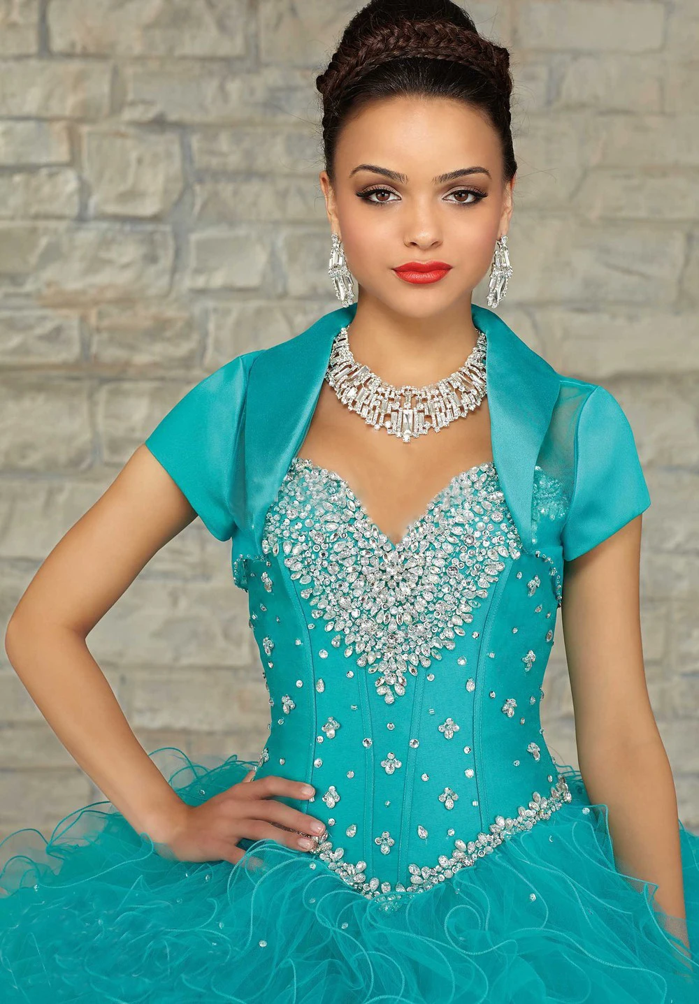 Новый Стиль Бирюзовый Дебютантка Пышное платье С Куртка 2016 Бальное Трепал Платье