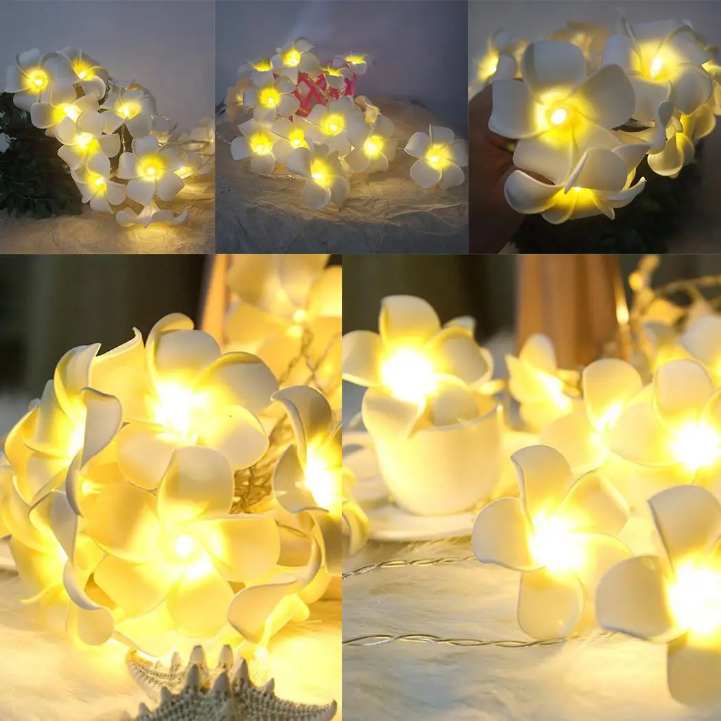 Общий водонепроницаемый Плюмерия форма светодиодный свет гирлянды дома желтый
