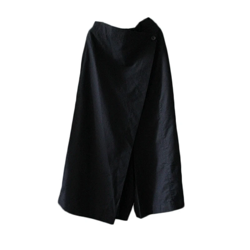 Брюки султанки женские льняные Асимметричные с широкими штанинами и поясом на