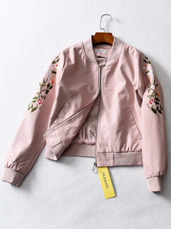 2019 осенняя и зимняя новая Корейская версия PU кожаная куртка с вышивкой|Кожаные