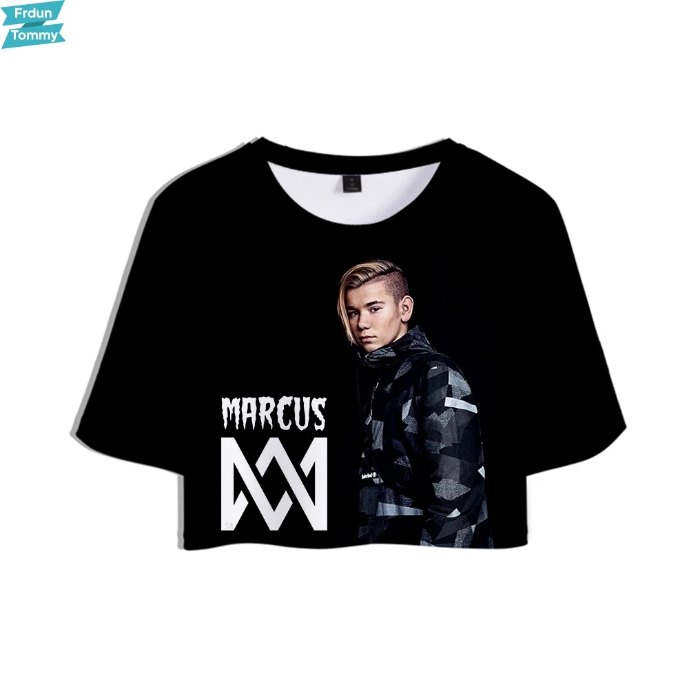 Женский укороченный топ с принтом MARCUS &amp MARTINUS Повседневная Уличная футболка