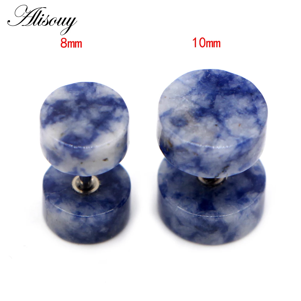 Alisouy, 2 шт., камень, поддельные серьги-гвоздики в стиле панк, серьги-гвоздики, туннели, хрящи, пирсинг, шпильки, ювелирные изделия для тела