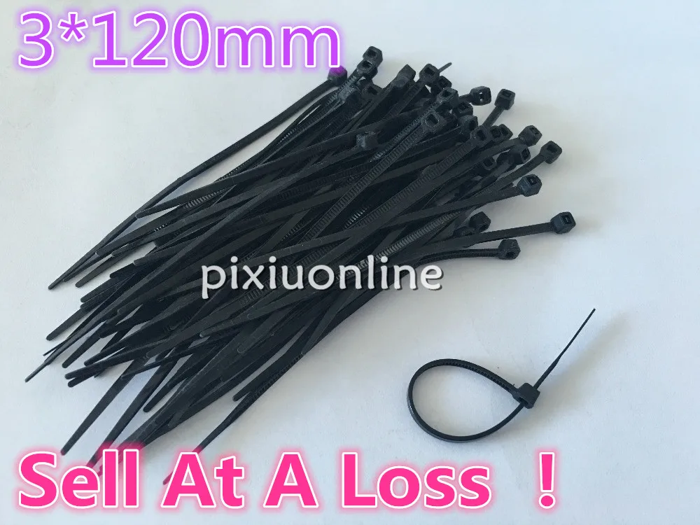 

300Pcs/pack DS128B 3*120mm Width 2.3mm Black Factory Standard Self-locking Plastic Nylon Cable Ties Wire Zip Tie Sell At A Loss