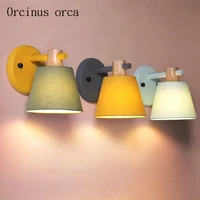nordic creative personality color wall lamp living room hallway bedroom bedside lamp modern minimalist color fabric wall lamp