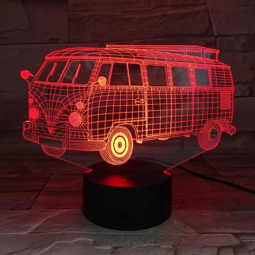 3D светильники для кемпинга школьного автобуса светодиодная цветная акриловая