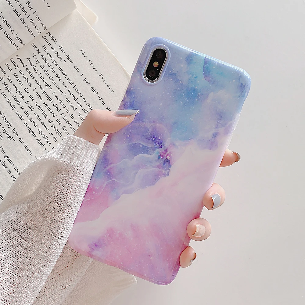 Чехол для телефона LOVECOM для iPhone 11 Pro Max XR XS Max 6 6S 7 8 Plus X милая розовая мраморная мягкая IMD Глянцевая задняя панель в подарок