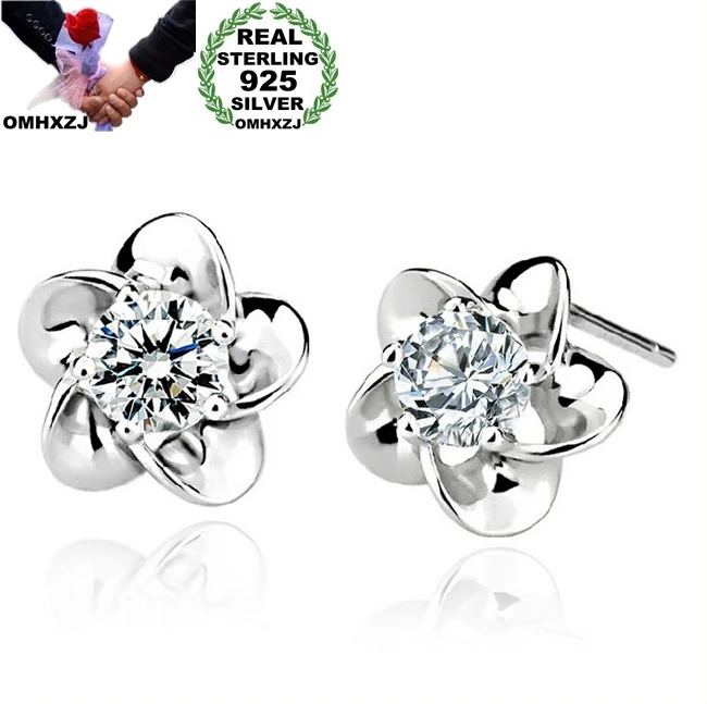 Женские серьги гвоздики из серебра 925 пробы с пятилистьями|silver stud earrings|sterling silver