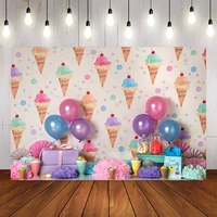 photography backdrop birthday party balloon colorful ice cream dessert table background photobooth photocall photo studio