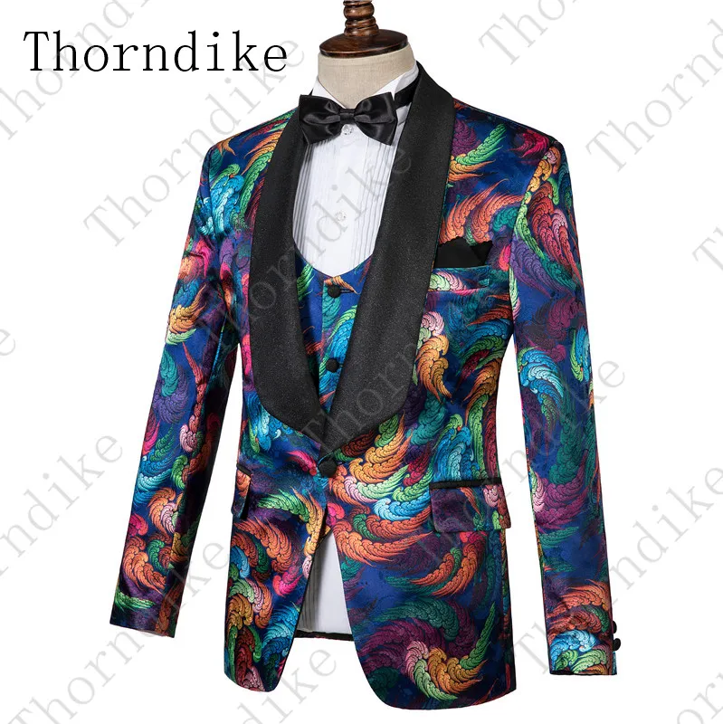 Мужской костюм из трех предметов Thorndike модные однобортные смокинги с цветочным