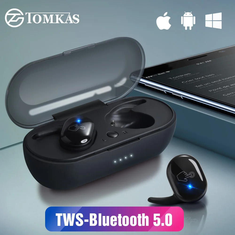 TOMKAS TWS Bluetooth 5 0 беспроводные наушники стереонаушники спортивные игровая