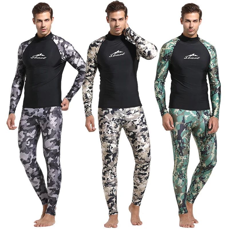 Мужская быстросохнущая купальная футболка UPF 50 + Rashguard с длинным рукавом топ и низ