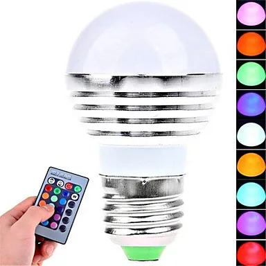 Высокое качество E26/E27 3 W LED 180 LM RGB светодиодные круглые лампы с дистанционным