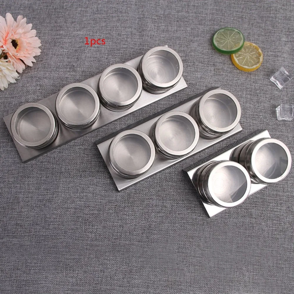 Stainless Steel Visible Seasoning Jar Magnetic Barbecue Seasoning Box Kitchen Spice Jar Stainless Steel Tank
