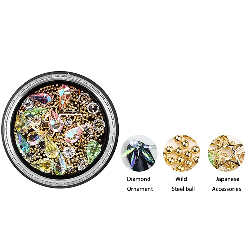 ROHWXY 1 box Nail Art Rhinestones 3D Shining Steel Ball Diamonds Ornament for Nails Decorations Diy Design Supplies | Красота и