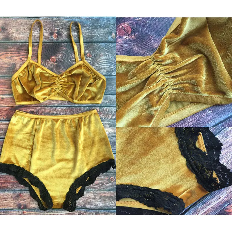 Женский бархатный комплект бикини 2017 купальный костюм в стиле ретро с высокой