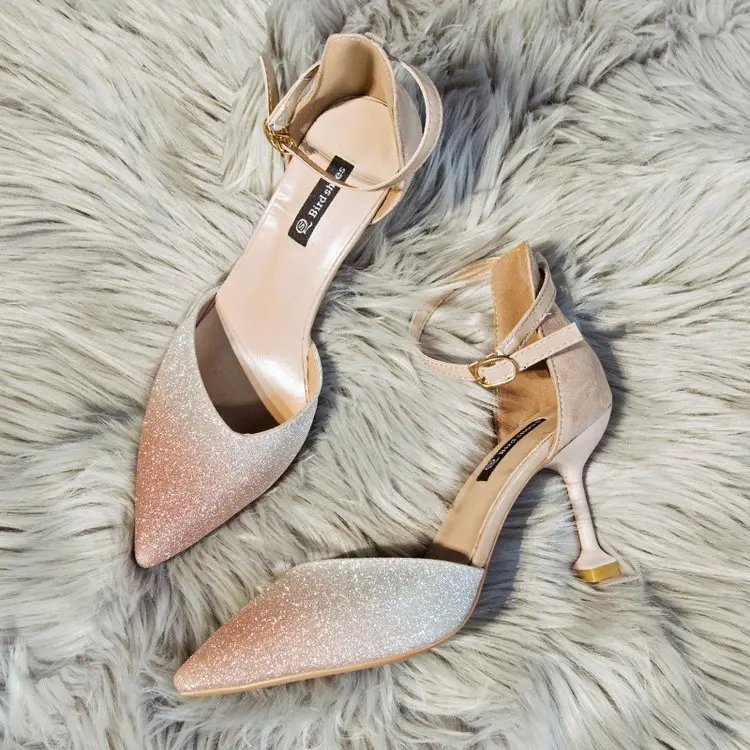 Sexy Pointed Toes Dress Shoes 2019 New Fashion Casual Party Slip-on Women High Heels Wedding Bling Pumps | Обувь