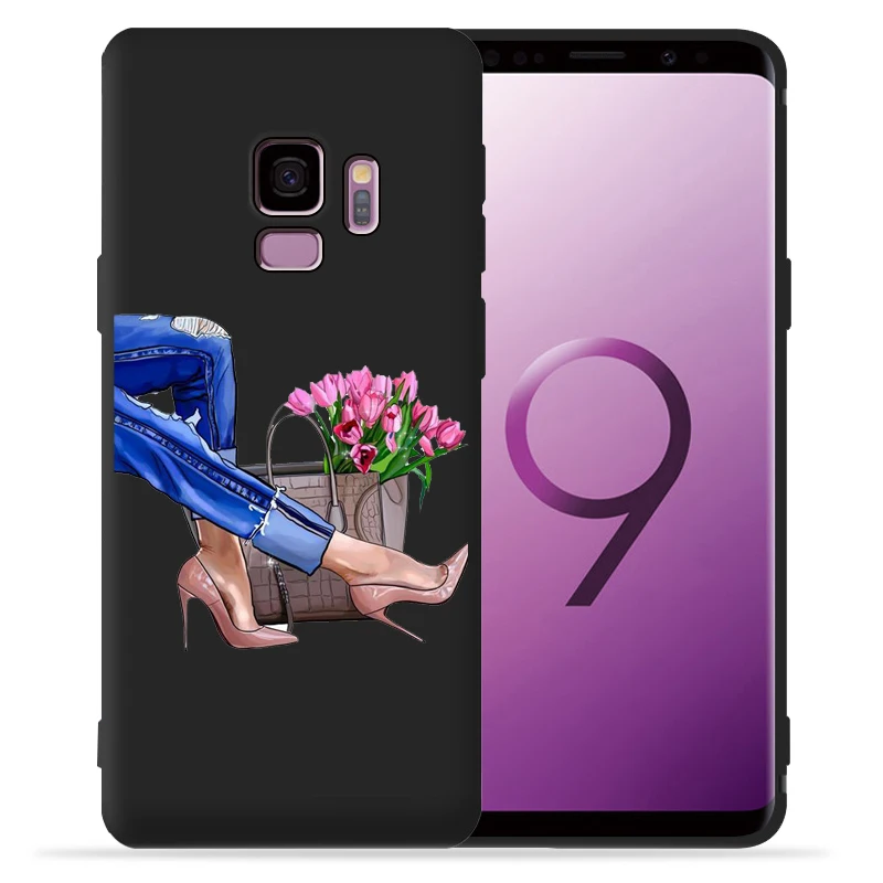Модный чехол для девочек samsung Galaxy S9 S8 S10 Plus S7 S6 Edge S10 Lite Note9 8 высокий каблук кофейная Цветочная девушка чехол для телефона Etui