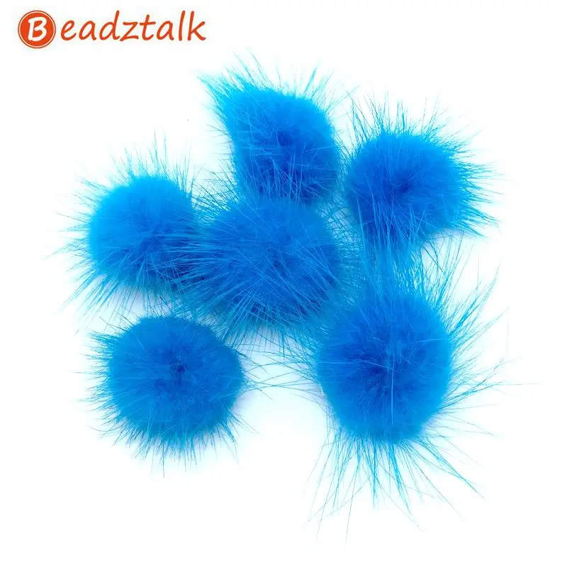 

Colorful Real Rabbit Fur Flat Pompom Ball For Craft DIY Making Jewelry Many colors, 8 pcs/bag Jewelry Supplies