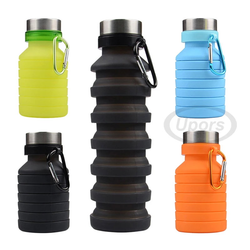 

UPORS 550ML Collapsible Water Bottle Portable Silicone Foldable Water Bottle Shaker Protein Outdoor Folding Sport Water Bottle