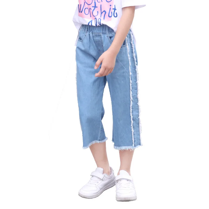 Summer Cotton Wide-legged Jeans for Girls 4 6 8 10 12 14 years | Детская одежда и обувь
