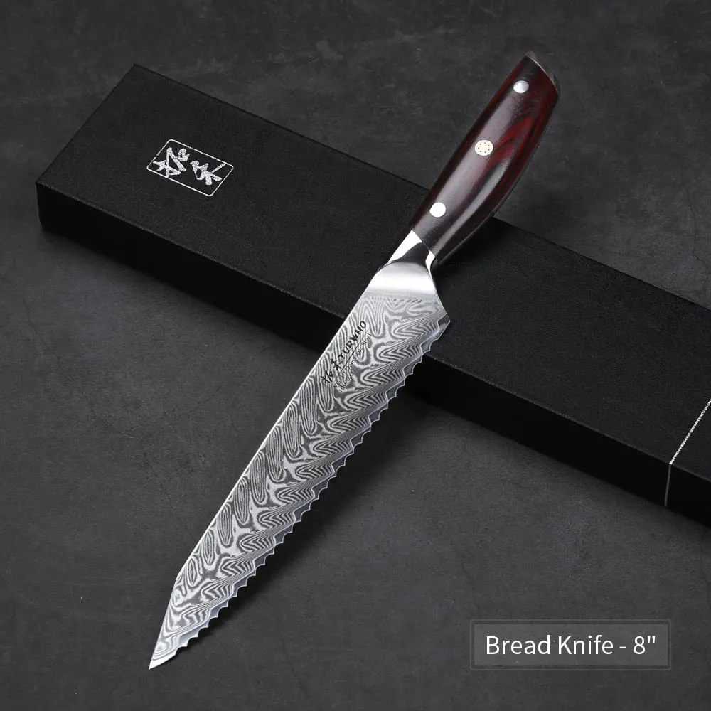 Набор кухонных ножей TURWHO из японской дамасской стали, 6 шт. кухонные ножи Nakiri Chef Santoku, ножи для чистки овощей и фруктов, инструмент для приготовления пищи