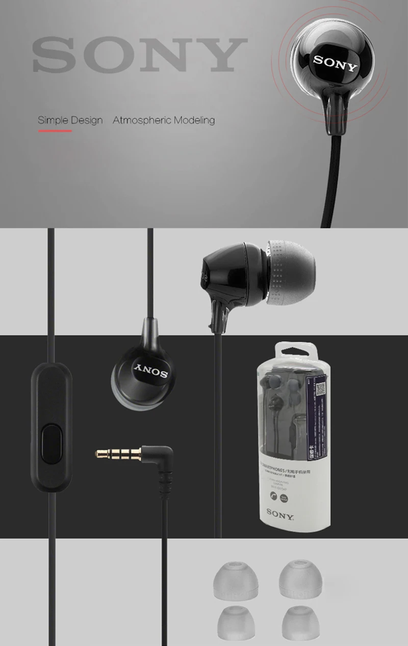 Наушники sony MDR-EX15AP наушники-вкладыши сабвуфер телефонная гарнитура Кабель управление звонком для samsung