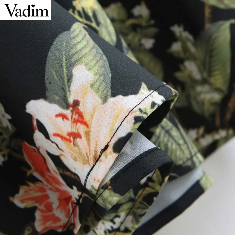 Женское элегантное платье vadim миди с цветочным принтом v образным вырезом Длинные