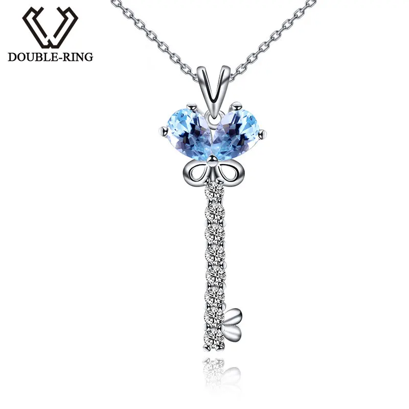 Женская цепочка с кулоном серебро 925 пробы голубым топазом|jewelry supplies chain|jewelry mens