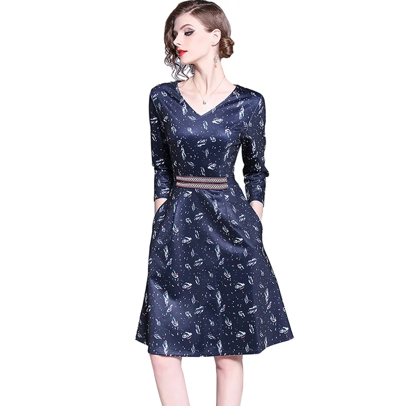 Trytree весеннее летнее платье Элегантное ТРАПЕЦИЕВИДНОЕ женское с карманами три