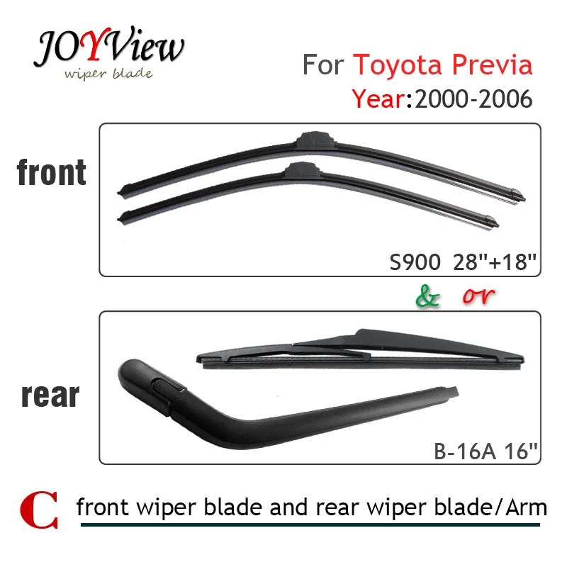 Передняя Щетка стеклоочистителя S900 28 &quot+ 18&quot и Задняя щетка для TOYOTA PREVIA (2000 2006) 16