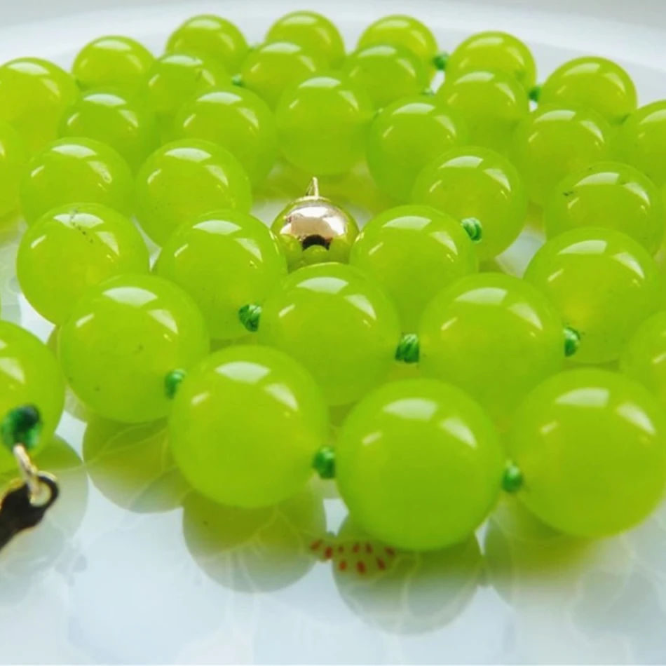 

Free shipping hot sale 10mm Peridot olive round beads necklace for women semi-precious stone jades party jewelry 18inch MY5231