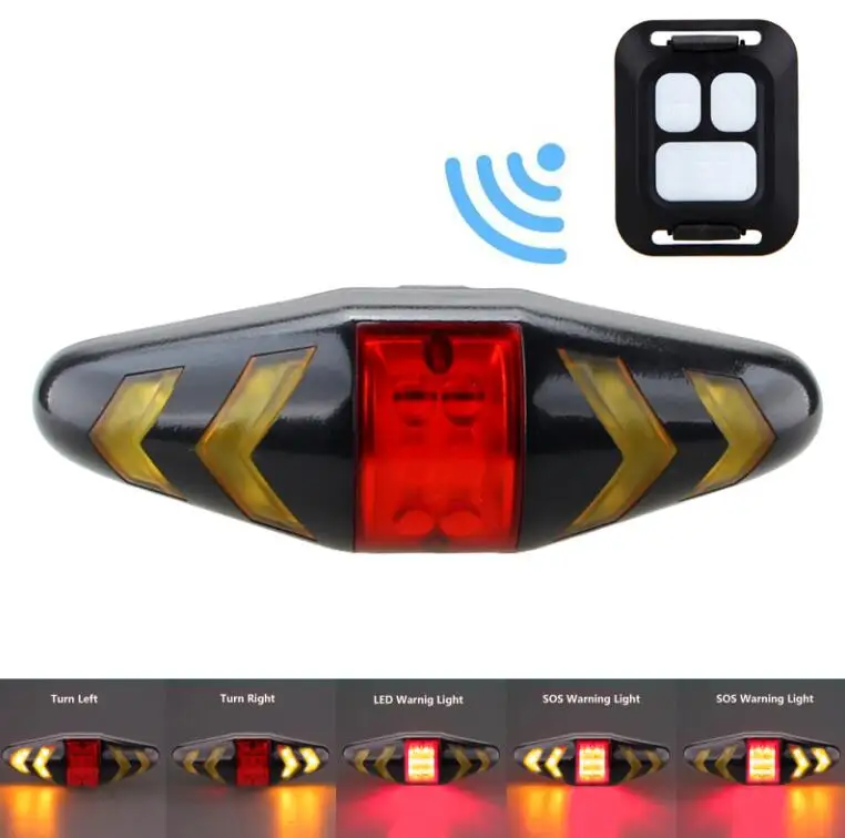Black with Red Light MTB велосипед беспроводной пульт дистанционного управления задний светильник светодиодный Предупреждение льная лампа умный велосипедный задний фонарь сигнал поворота велосипедный светильник - Цвет: Black with Red Light