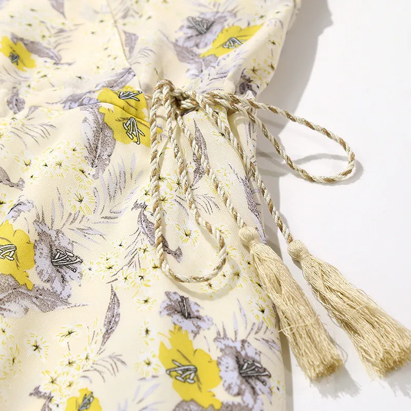 

2019 Summer Elegant Dress Plus size XL-5XL Ruffle Print Chiffon Beach Dresses Female Flare Sleeve Slim Double layer Dress G427