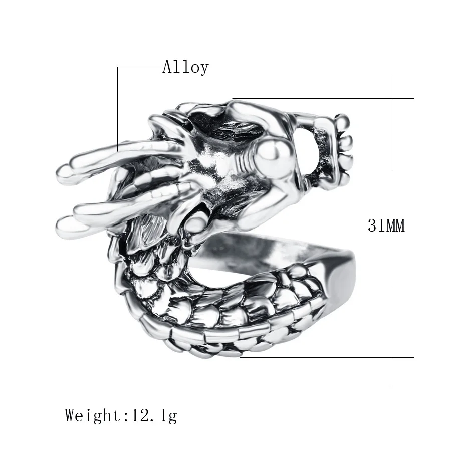 Мужское кольцо в стиле панк с изображением дракона|punk ring|punk ring menring men |