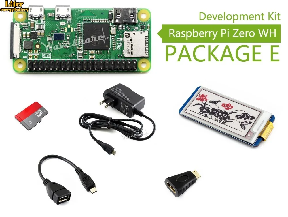 Raspberry Pi Zero WH (встроенный Wi-Fi предварительно припаянные головки) тип E Micro SD-карта