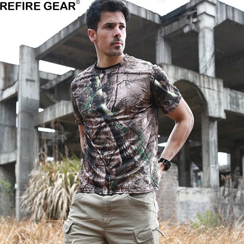 Refire gear уличная камуфляжная футболка мужская с коротким рукавом Футболка с круглым вырезом дышащая быстросохнущая ACU походная футболка для кемпинга
