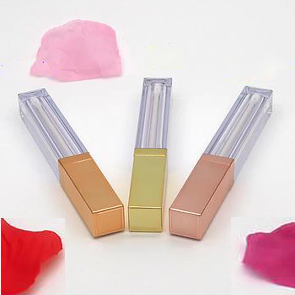 3 Packs Clear Mini Lip Gloss Tube Empty Balm Refillable Small Containers With Gold Lid for Liquid Makeup Cosmetics | Красота и
