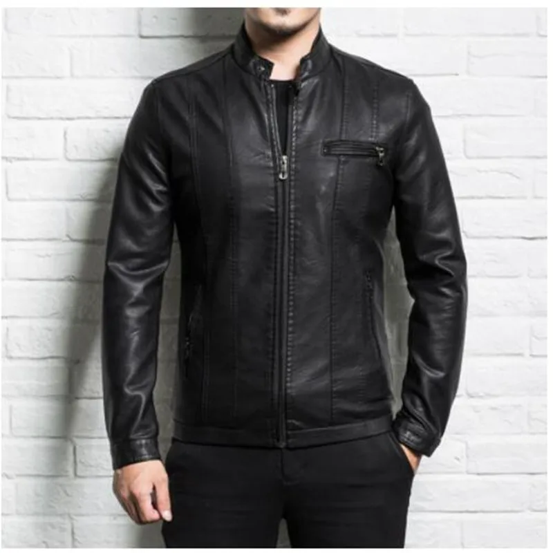 

Men genuine leather jacket sheepskin 2019 new spring and autumn handsome slim zipper male motorcycle leather jacket teenager boy
